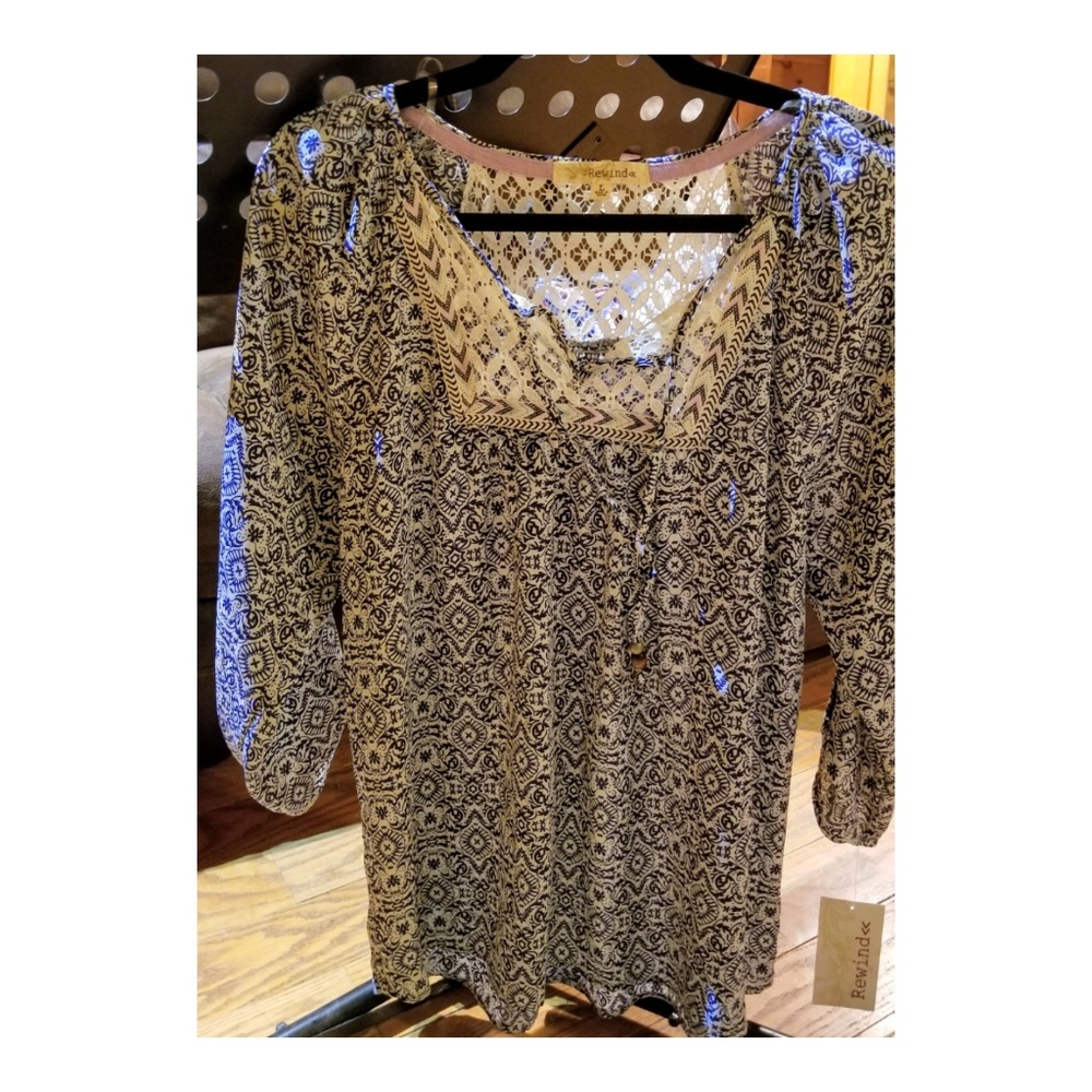 Rewind NWT Knockout Navy Blouse